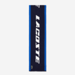 Women Lacoste V0ZN2926 Navy Blue White ST1 Branded Color-Block Scarf