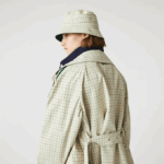 Women Lacoste V0ZN2929 Beige Green EPP Heritage Reversible Solid Or Check Bucket - Image 3