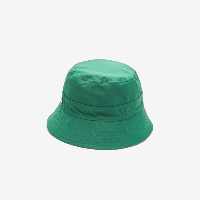 Women Lacoste V0ZN2929 Beige Green EPP Heritage Reversible Solid Or Check Bucket - Image 7