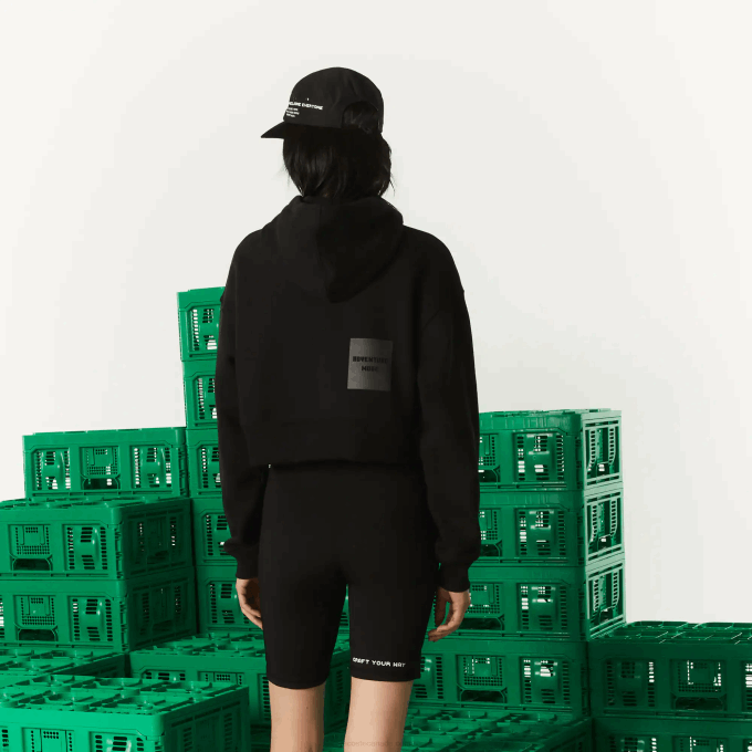 WomenV0ZN2585 Black 031 Lacoste x Minecraft Oversized Fleece Hoodie - Image 3