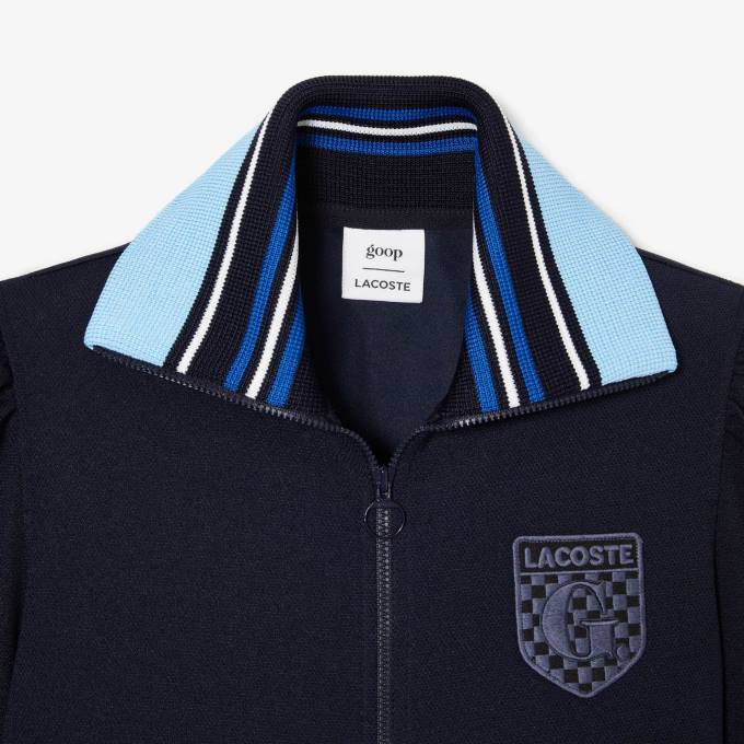 WomenV0ZN2669 Navy Blue 166 Lacoste x Goop Two-Ply Pique Jacket - Image 2