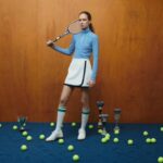 WomenV0ZN2670 White Navy Blue EV0 Lacoste x Goop Two-Ply Pique Skirt