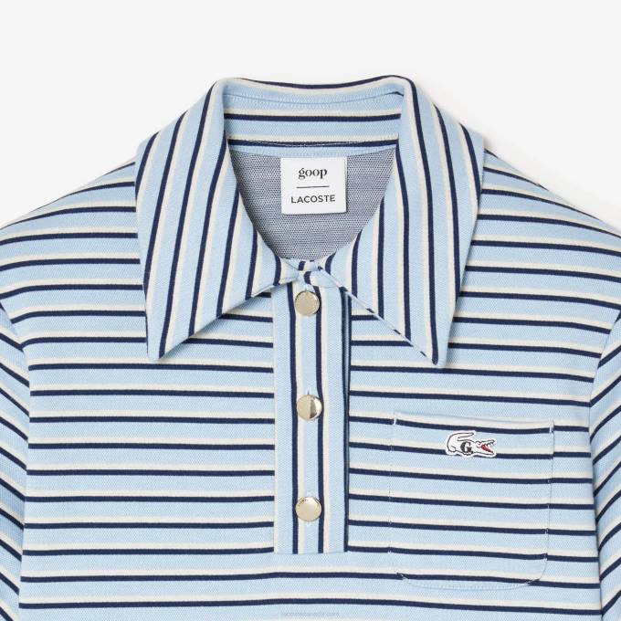 WomenV0ZN2672 Navy Blue White CJR Lacoste x Goop Striped Jacquard Dress - Image 3