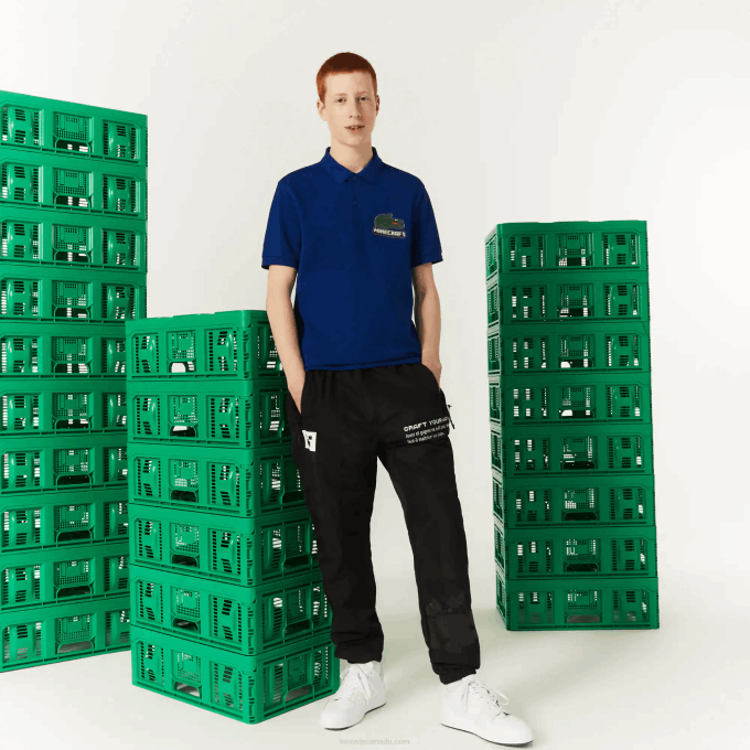 WomenV0ZN942 Blue BDM Lacoste x Minecraft Classic Fit Organic Cotton Polo - Image 2