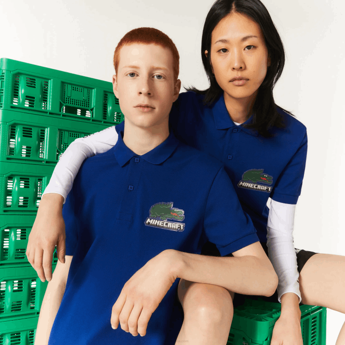 womenv0zn942_blue_bdm_lacoste_x_minecraft_classic_fit_organic_cotton_polo.png WomenV0ZN942 Blue BDM Lacoste x Minecraft Classic Fit Organic Cotton Polo - Image 1